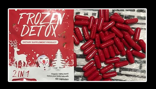 isi kapsul frozen detox 2in1 asli dan palsu